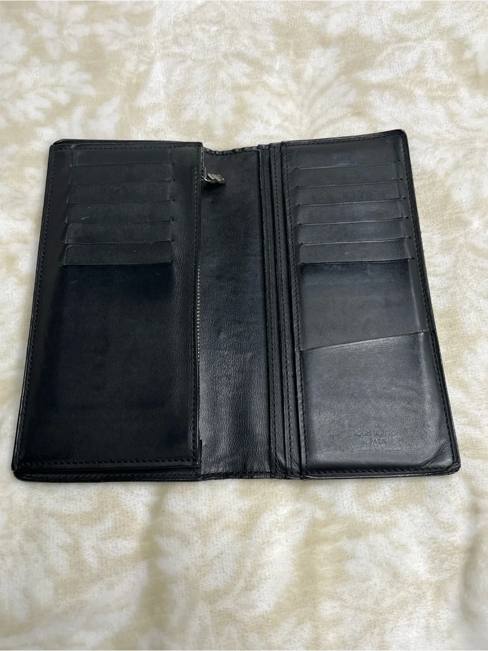 Louis Vuitton Damier Infini Black Leather Long Wallet Checkbook Wallet